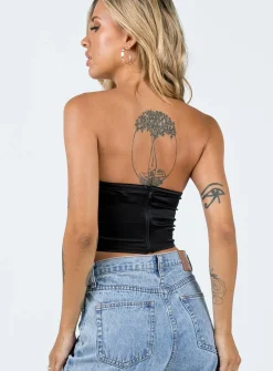 Princess Polly Harto Lace Strapless Top  Black New