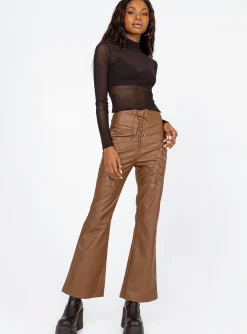 Princess Polly Harvey Pu Pants  Brown Cheap