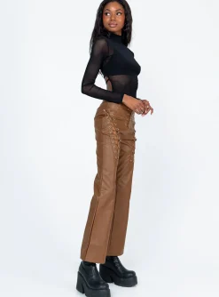 Princess Polly Harvey Pu Pants  Brown Cheap