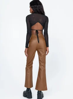 Princess Polly Harvey Pu Pants  Brown Cheap