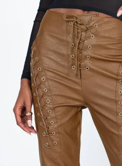 Princess Polly Harvey Pu Pants  Brown Cheap