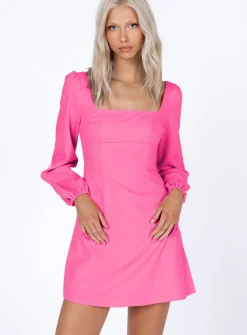 Princess Polly Hastings Long Sleeve Mini Dress  Pink New