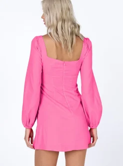 Princess Polly Hastings Long Sleeve Mini Dress Pink New