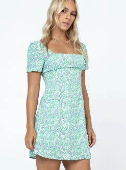 Princess Polly Hastings Mini Dressfloral Green Fashion