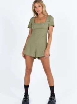 Princess Polly Hastings Romper Sage Outlet