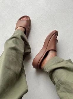 Princess Polly Havana Slides Choc Latte Brown Best