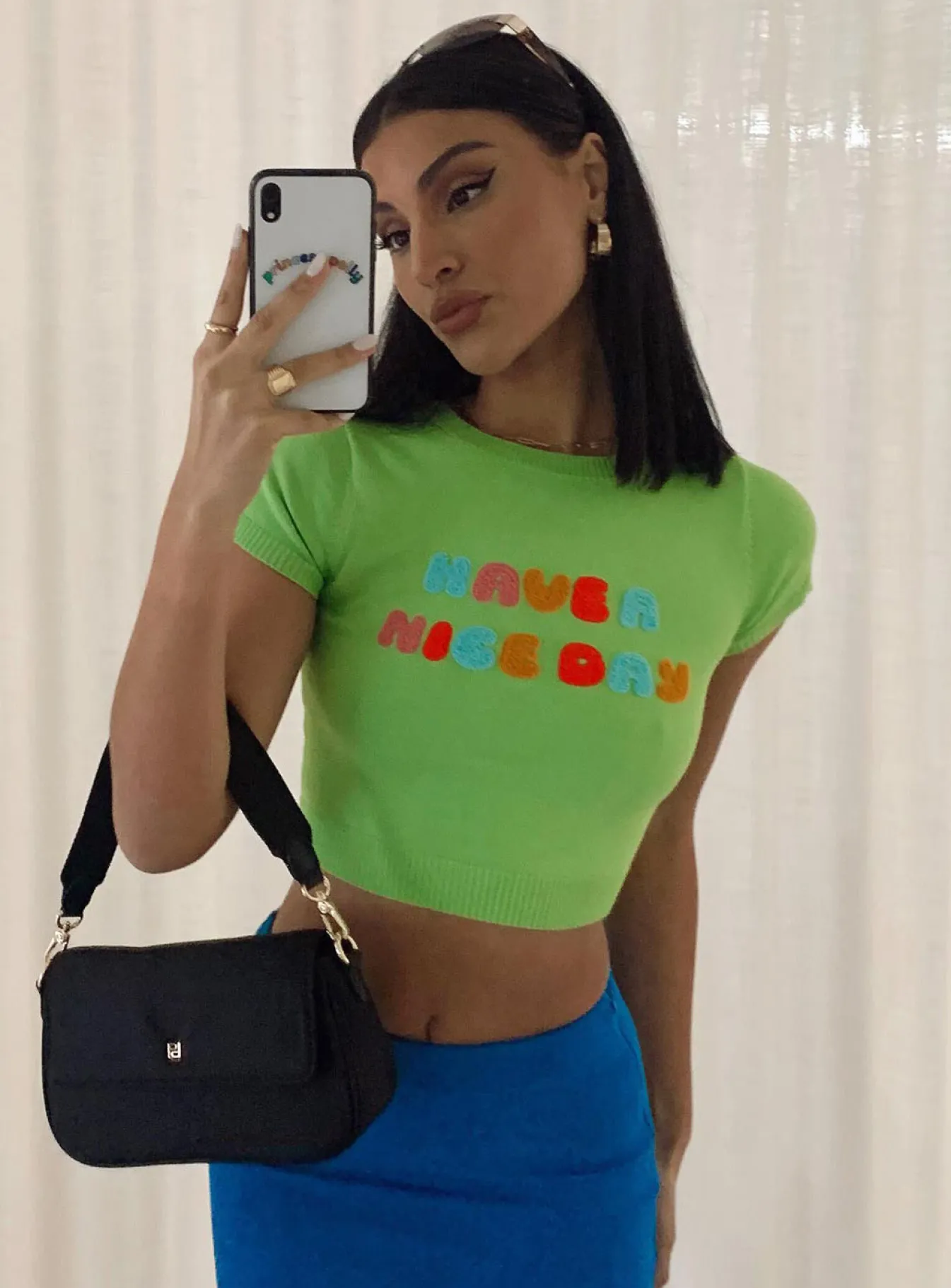 Princess Polly Have A Nice Day Knit Tee Green Store
