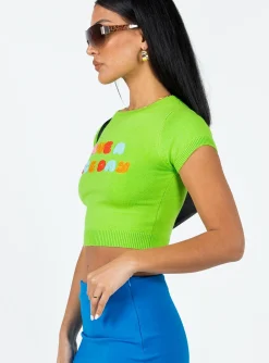 Princess Polly Have A Nice Day Knit Tee Green Store