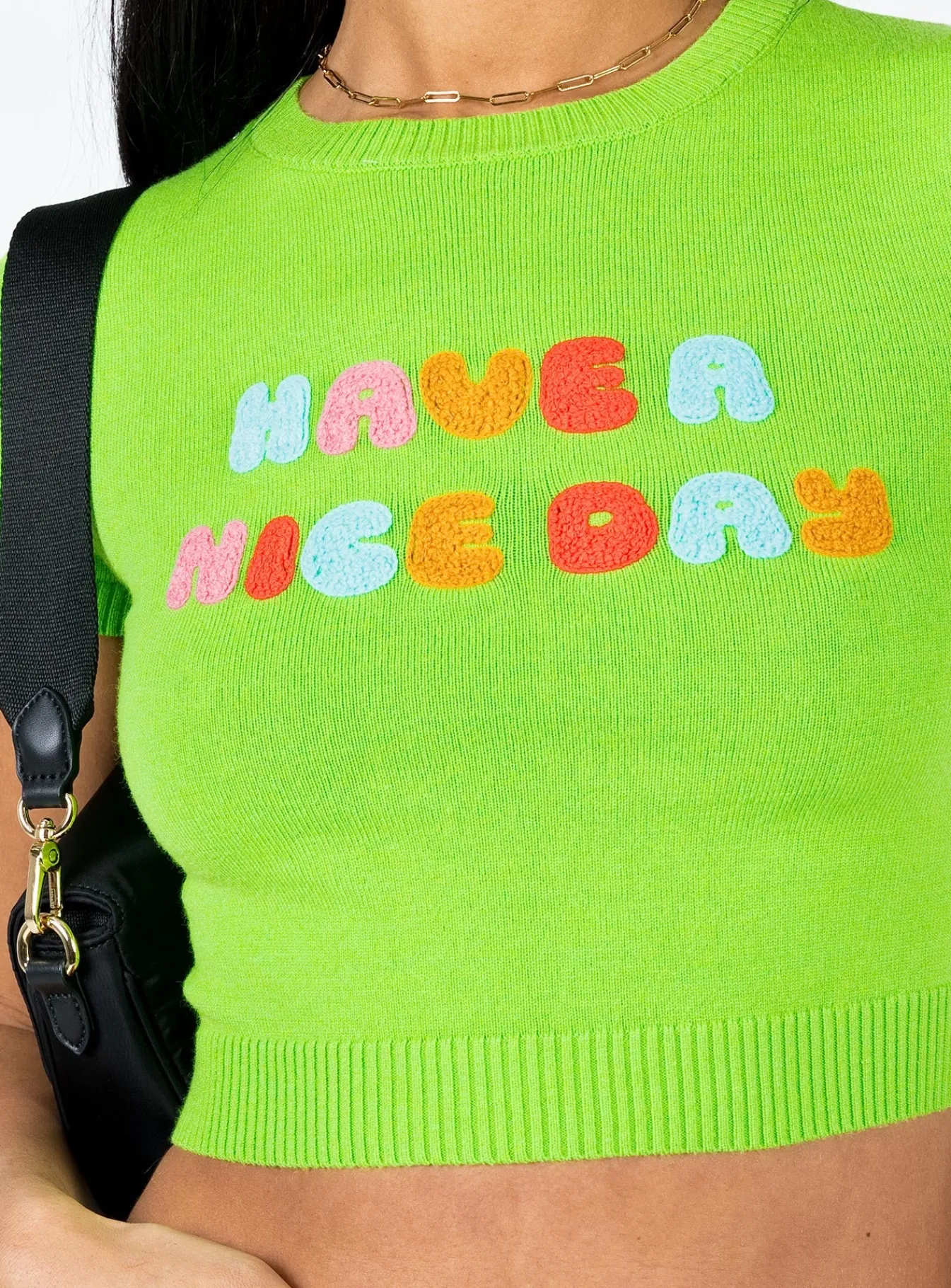 Princess Polly Have A Nice Day Knit Tee Green Store