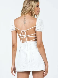 Princess Polly Havena Anglaise Mini Dress  White Store