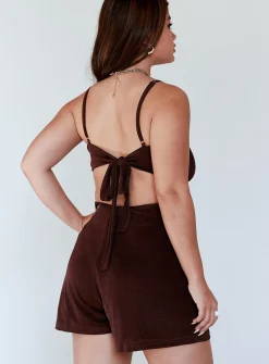 Princess Polly Hawthorne Romper  Brown Hot