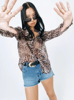 Princess Polly Hayden Shirt  Leopard Flash Sale