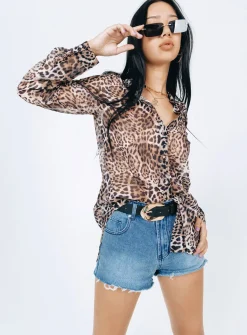 Princess Polly Hayden Shirt Leopard Flash Sale