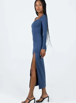 Princess Polly Hayward Long Sleeve Midi Dress  Blue Outlet