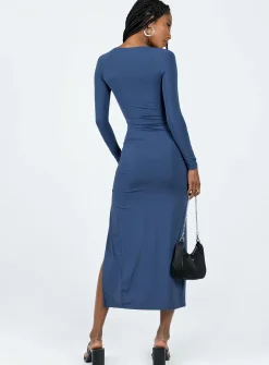 Princess Polly Hayward Long Sleeve Midi Dress  Blue Outlet