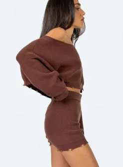 Princess Polly Hazel Knit Shorts Brown Flash Sale