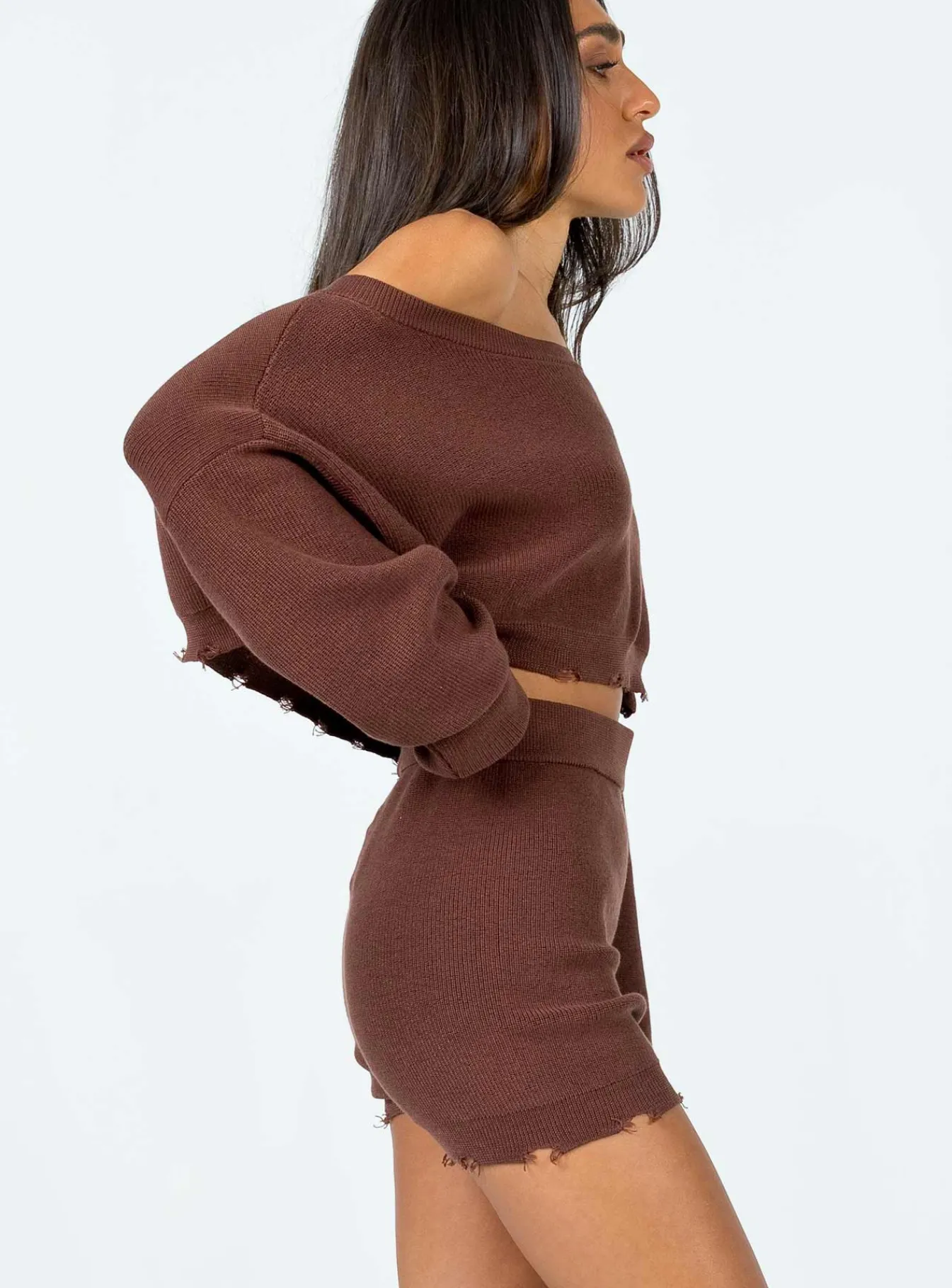 Princess Polly Hazel Knit Shorts Brown Flash Sale
