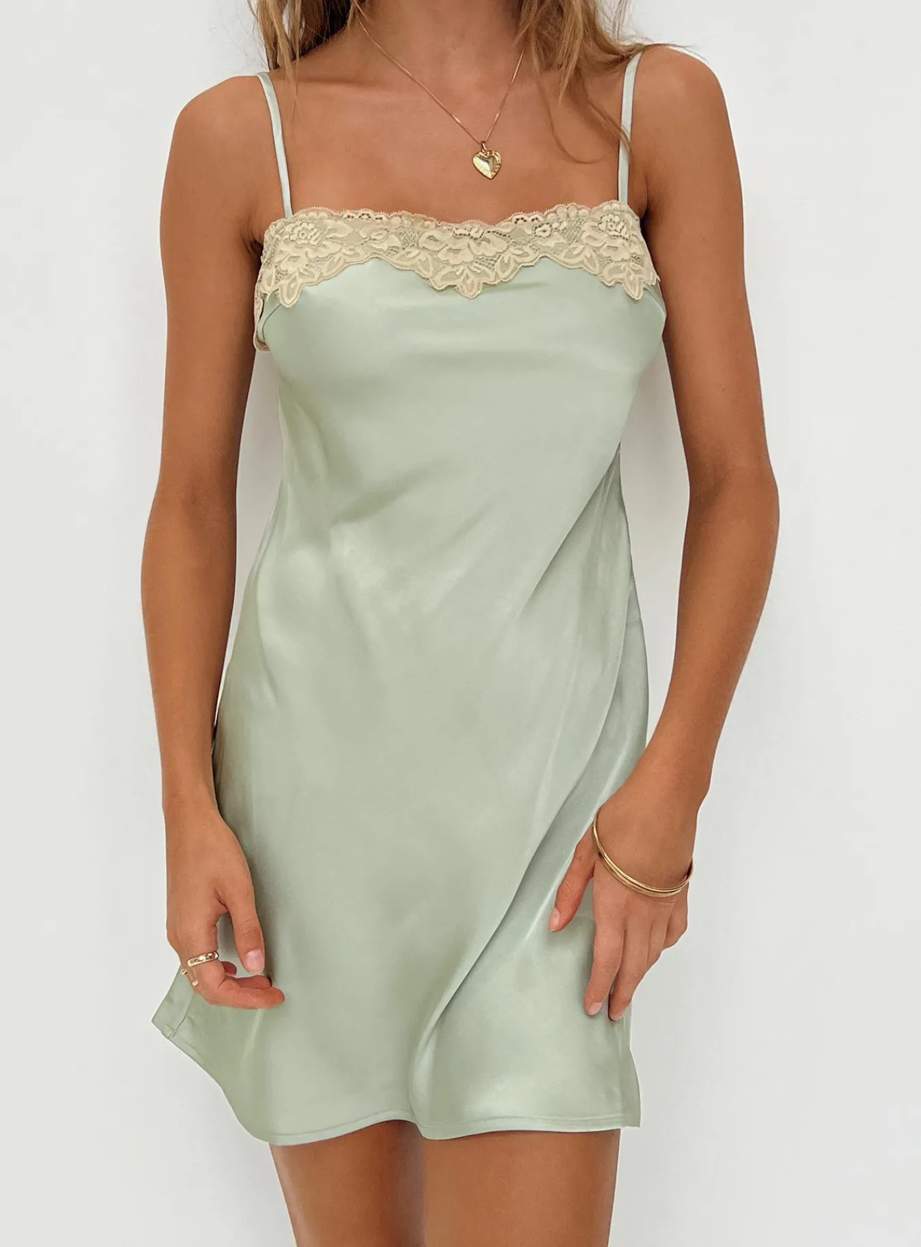 Princess Polly Hazell Mini Dress Sage Shop