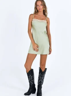 Princess Polly Hazell Mini Dress Sage Shop