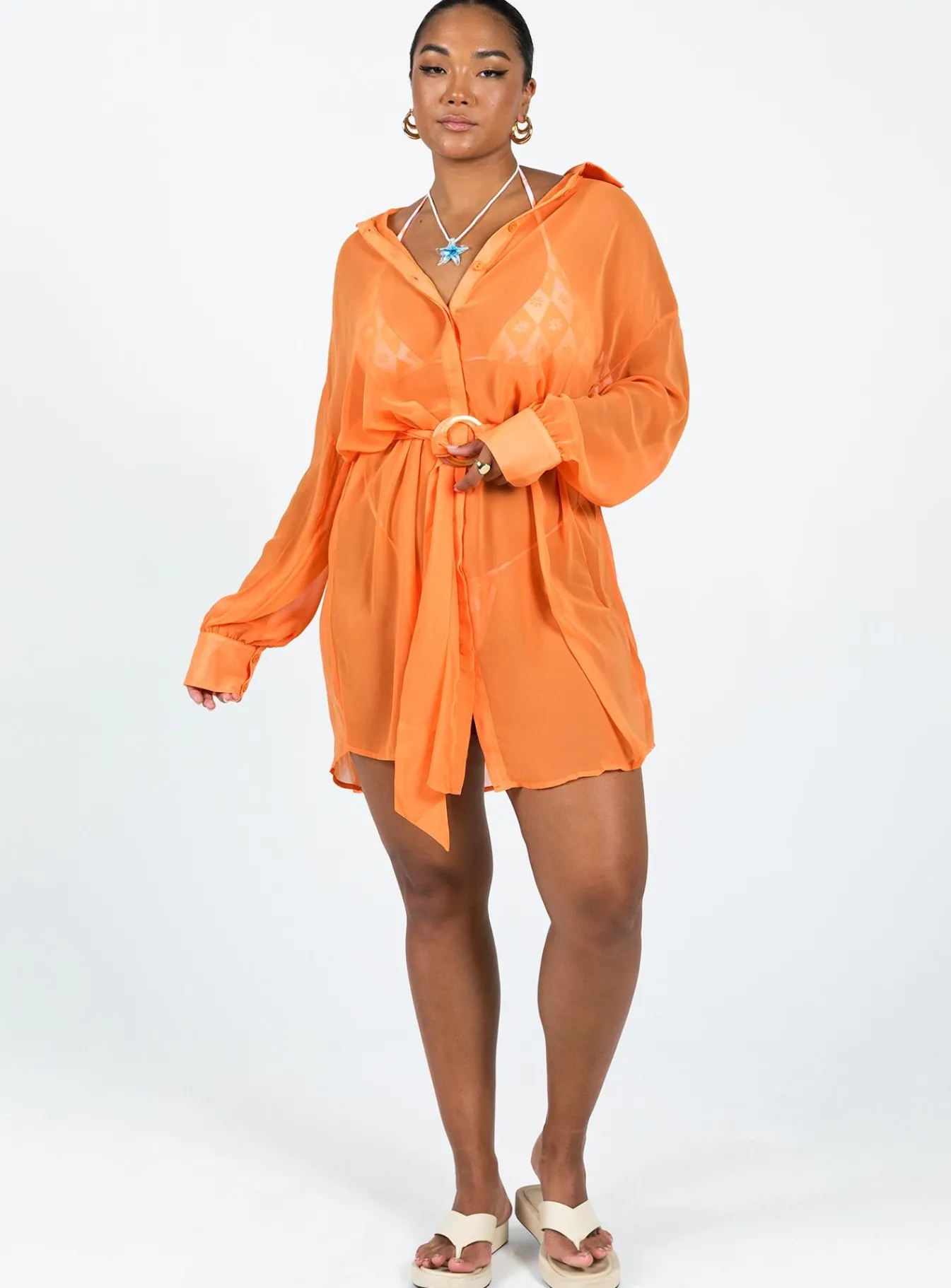 Princess Polly Hennie Long Sleeve Mini Dress Orange Flash Sale