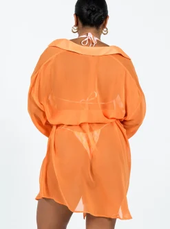 Princess Polly Hennie Long Sleeve Mini Dress Orange Flash Sale