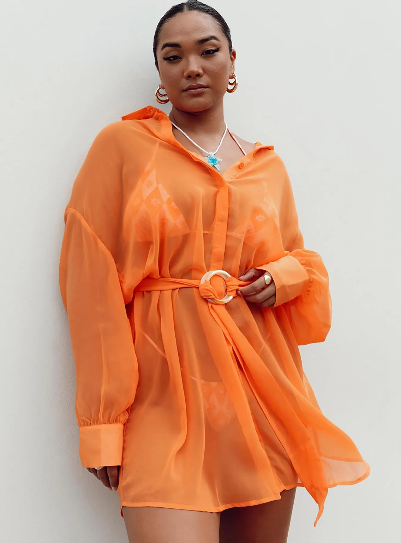 Princess Polly Hennie Long Sleeve Mini Dress Orange Flash Sale