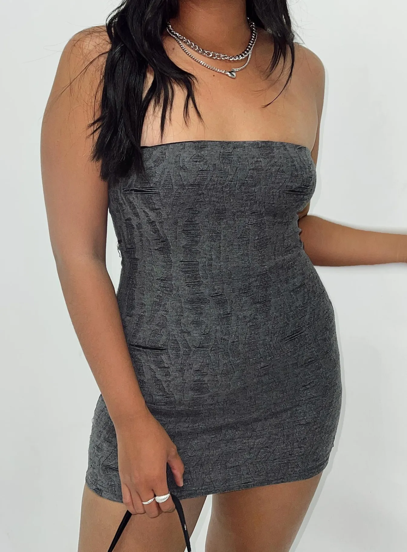 Princess Polly Henty Strapless Mini Dress Grey Discount