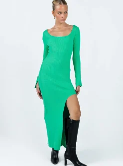 Princess Polly Herald Long Sleeve Midi Dress Sage   Green Outlet