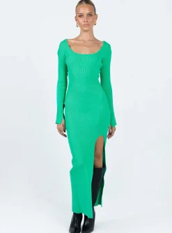 Princess Polly Herald Long Sleeve Midi Dress Sage   Green Outlet