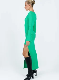 Princess Polly Herald Long Sleeve Midi Dress Sage   Green Outlet