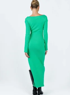 Princess Polly Herald Long Sleeve Midi Dress Sage   Green Outlet