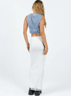 Princess Polly Heron Maxi Skirt  White New