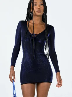 Princess Polly Hewitt Long Sleeve Mini Dress Navy Discount