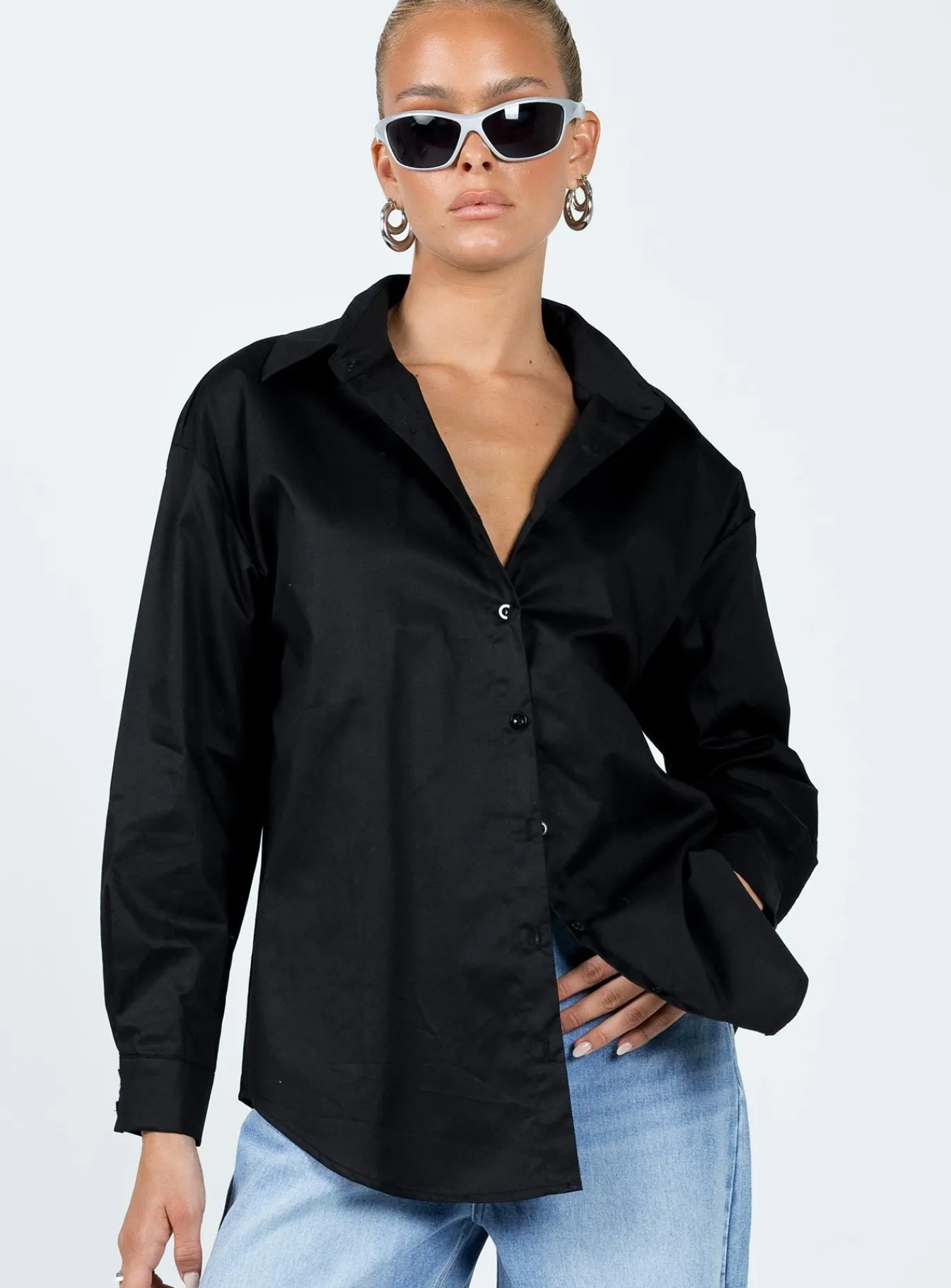 Princess Polly Hexon Shirt Black Hot