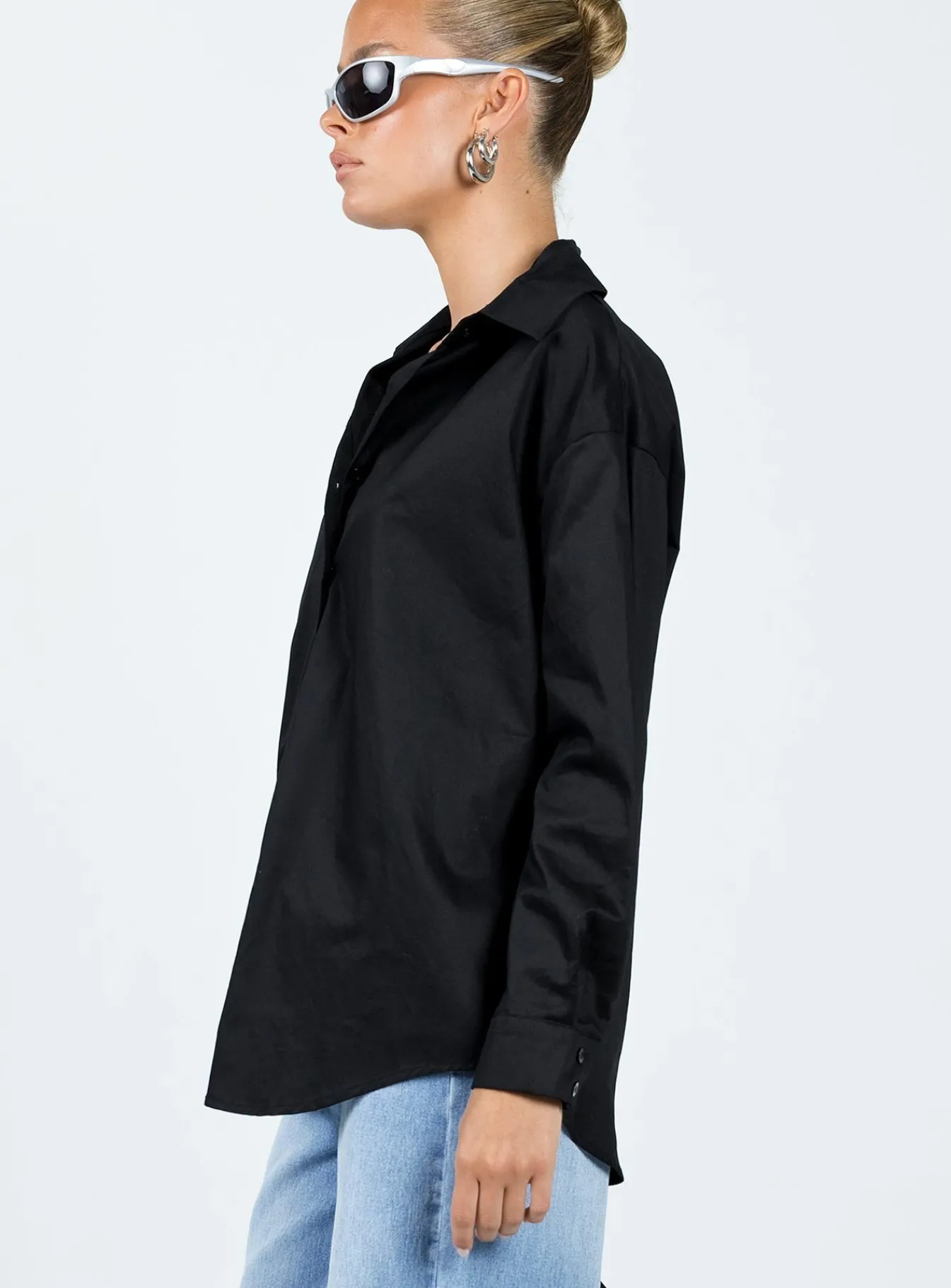 Princess Polly Hexon Shirt Black Hot