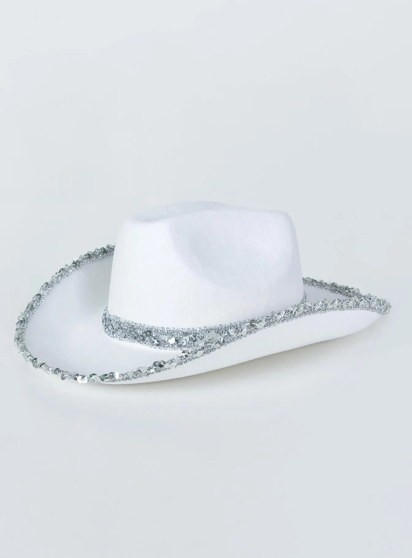 Princess Polly Hey Ya Sequin Cowboy Hat White Cheap