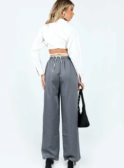 Princess Polly Higgins Pants Grey Pinstripe Flash Sale