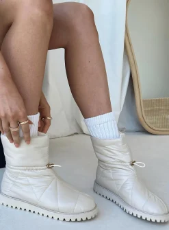 Princess Polly Higgins Quilted Ankle Boots Beige Flash Sale