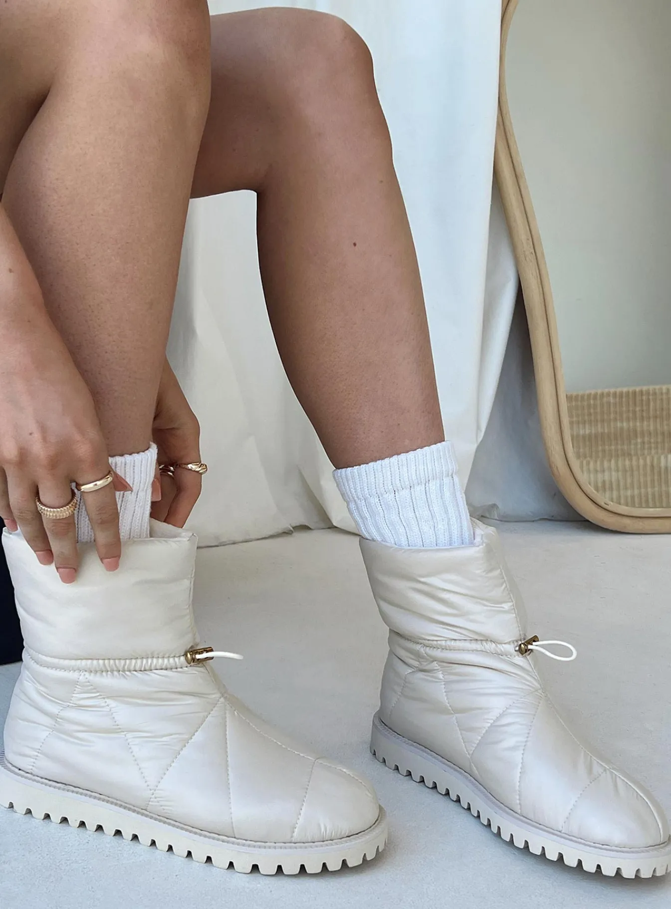 Princess Polly Higgins Quilted Ankle Boots Beige Flash Sale