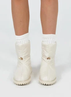 Princess Polly Higgins Quilted Ankle Boots  Beige Flash Sale