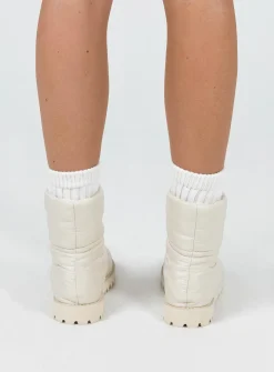 Princess Polly Higgins Quilted Ankle Boots Beige Flash Sale