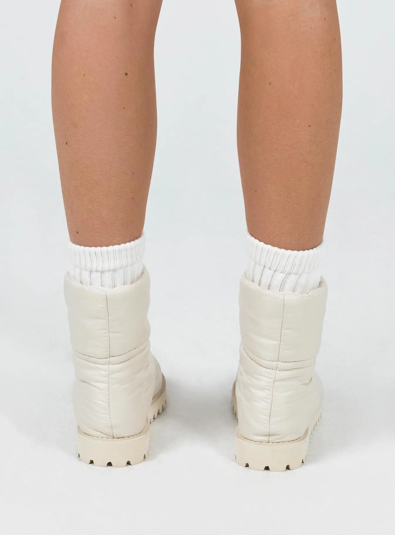 Princess Polly Higgins Quilted Ankle Boots Beige Flash Sale