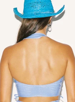 Princess Polly High Vibrations Pu Top Blue Cheap
