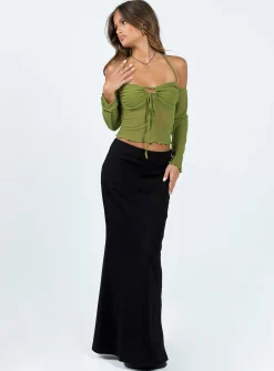 Princess Polly Highette Off The Shoulder Top  Green Sale