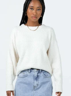 Princess Polly Highview Boucle Sweater  White Hot