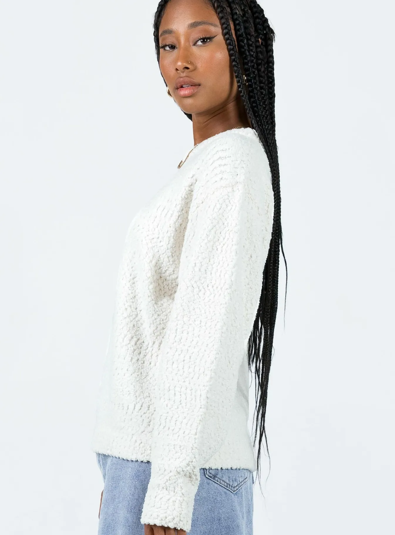 Princess Polly Highview Boucle Sweater White Hot