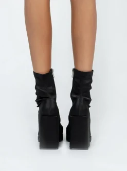 Princess Polly Highway Satin Ankle Boots  Black Online