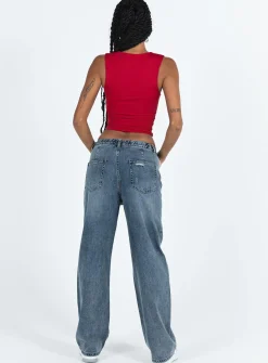 Princess Polly Hoban Jeans Mid Wash Denim Hot