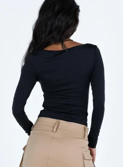 Princess Polly Hoffman Long Sleeve Top  Black Online