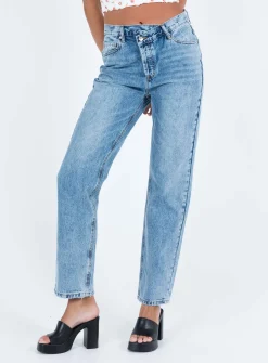 Princess Polly Holly Asymmetric Straight Leg Jean Light Wash Tall   Denim Online